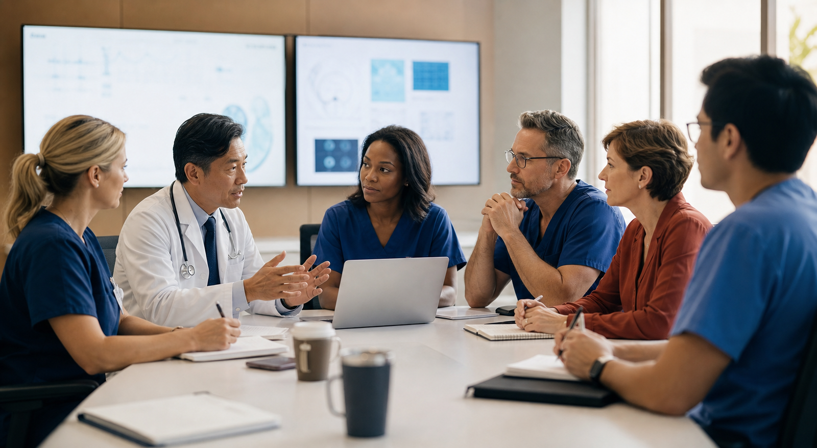 Clinicians discussing critical care education